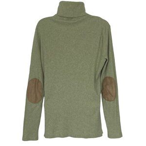 Lauren Ralph Lauren Sage Green Ribbed Cotton Turtleneck With Elbow Patch